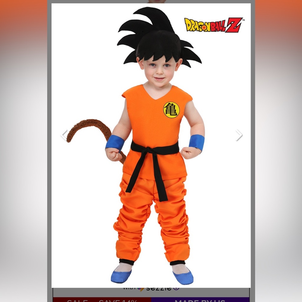 4t goku costume dragonball z